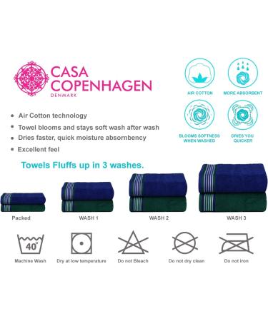 CASA COPENHAGEN 550 GSM 12x12 Inches Washcloths Towels Set of 24 - Super Soft Egyptian Cotton Towels for Bathroom & Kitchen in Wimbledon Blue and Green - Buy Online on SooperMarket.com