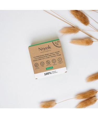 Niyok 3 in 1 Solid Shower Gel Shampoo Facial Cleansing Vegan Organic Plastic-Free Normal to Fine Hair Like Soap Only Skin-Neutral pH 5.5 Natural Cosmetics Early Spring (80 g) - Buy Online on SooperMarket.com