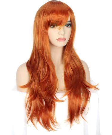 YEESHEDO Women's Long Wavy Curly Ginger Cosplay Wig 28 - Heat Resistant Synthetic Hair for Party, Anime, Halloween - Includes Bangs - Buy Online on SooperMarket.com