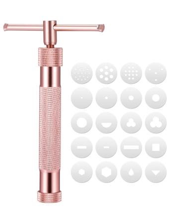 Cabilock Alloy Rotary Mold Tools Set Clay Extruder Squeeze Polymer Clay DIY Geometry Noodles  Fondant Decorating Tool Set (Rose Gold)