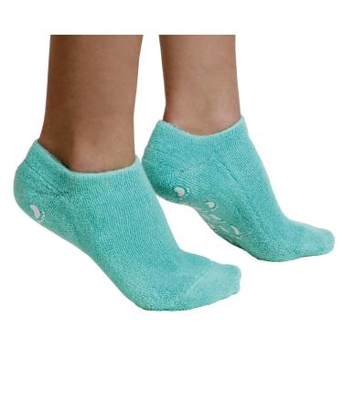 EMILYSTORES Green Moisturize Soften Repair Cracked Skin Moisturizing Treatment Full Gel Jojoba Oil Vitamin E Spa Socks 1Pair
