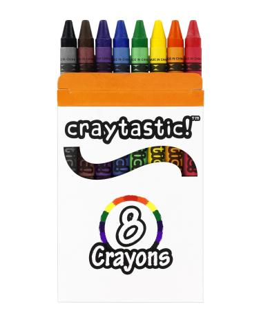 Craytastic! Bulk Crayons 30 Individual Boxes of 8 colors/count Class Pack - Full Size Premium (Red Yellow Green Blue Purple Brown Black) SAFETY TESTED COMPLIANT WITH ASTM D-4236