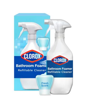 Clorox Bathroom Foamer Refillable Cleaner Household Essentials 1 Bottle and 1 Refill Fresh Scent 1.13 Fl Oz