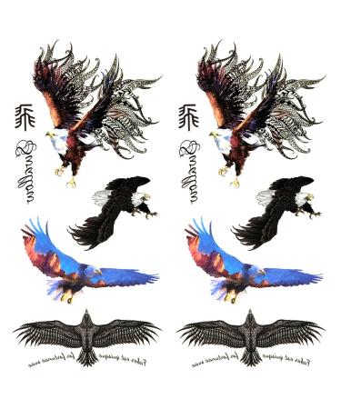 Oottati Waterproof Temporary Tattoo Stickers 2 Sheets Flying American Bald Eagle Perfect for Parties  Events and More M-195