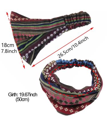 Cakure Boho Wide Headbands Set - Pack of 3 for Women and Girls | African Head Wraps, No Slip, Elastic Sweat Bands for Yoga Workout - Buy Online on SooperMarket.com