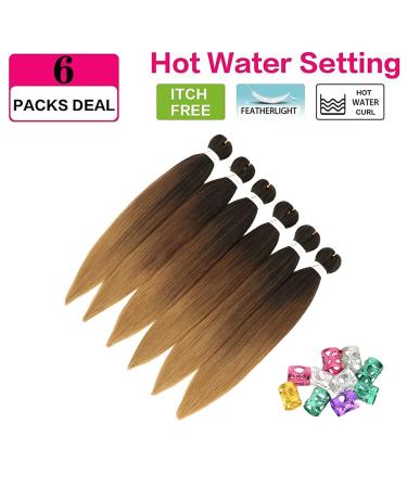 Xusuperb 20 Ombre Pre-Stretched Braiding Hair - Soft Yaki Kanekalon Extensions (T1B/30/27#) - 6 Packs for Easy Braids - International Shipping Available - Buy Online on SooperMarket.com