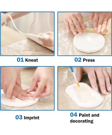 150g Air Dry Clay Baby Footprint Handprint Kit - Non-Toxic, Food Grade, Ultra Light, Soft Foam - DIY Keepsake Maker and Ideal Baby Gift - White - Buy Online on SooperMarket.com