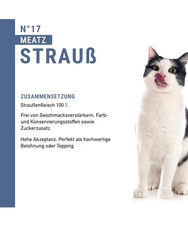 Catz Finefood MEATZ CATTIONS Strauss N 17 - 100% Ostrich Meat Cat Snack - Grain-Free Sugar-Free Ideal for Allergies (45g) - Buy Online on SooperMarket.com