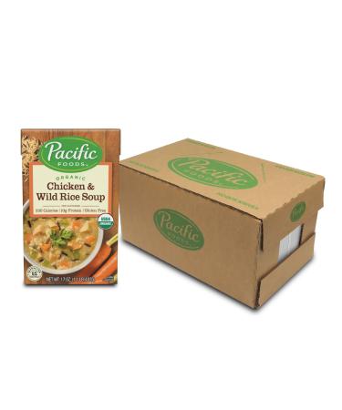 Pacific Foods Organic Chicken with Wild Rice Soup, 17-Ounce Cartons, 12-Pack