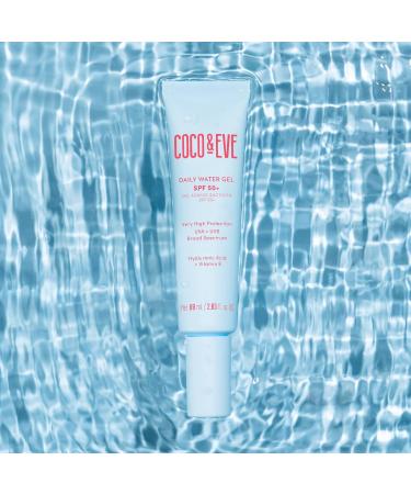 Coco & Eve Daily Water Gel SPF 50+ Sunscreen - Sun Face Protection Against UVA UVB | Australian Made Hydrating Lightweight Facial Suncream | Hyaluronic Acid Aloe Vera Glycerin for Smooth Finish - Buy Online on SooperMarket.com