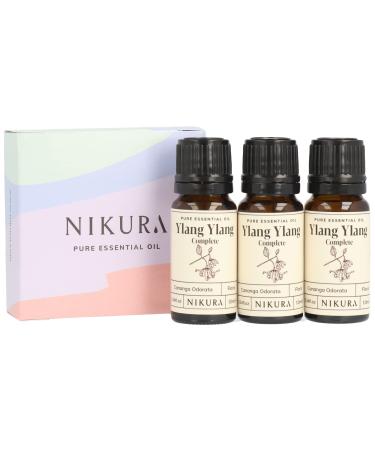 Nikura Ylang Ylang (Complete) Essential Oil - 30ml (3 x 10ml) | 100% Pure Natural Oils | Perfect for Diffuser Aromatherapy | Great for Stress Relief Mood Boost Skincare Sleep | Vegan & 100% Pure