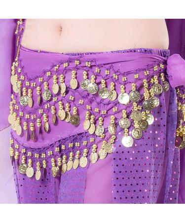 Cooyeah Purple Belly Dance Skirt with Wrist Ankle Cuffs Set - Waist 145*24cm - Buy Online on SooperMarket.com