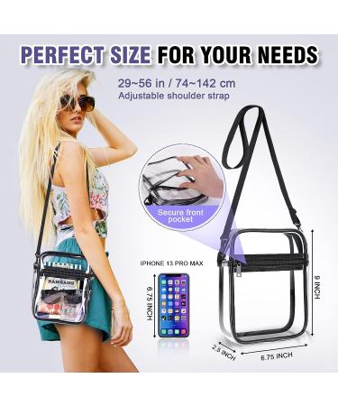 Youshuo Clear Stadium Bag - TPU Clear Purse with Front Pocket for Concerts & Sports, Black - Buy Online on SooperMarket.com