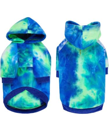 BT Bear Dog Hoodie - Tie-dyed Fleece Pet Sweatshirt for Medium Large Dogs (5XL Blue/Green) - Buy Online on SooperMarket.com