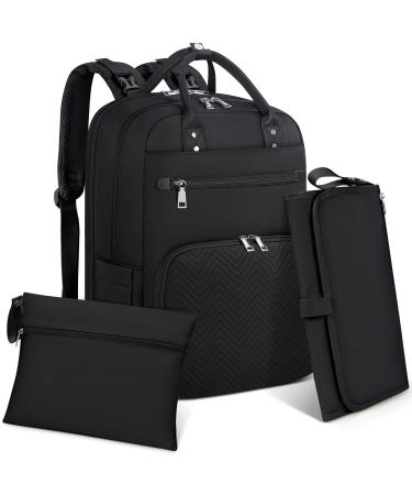 Rainsmore wrap backpack baby diaper bag Backpack with diaper pad on the way big diaper bag multifunction baby bags for mom and dad black
