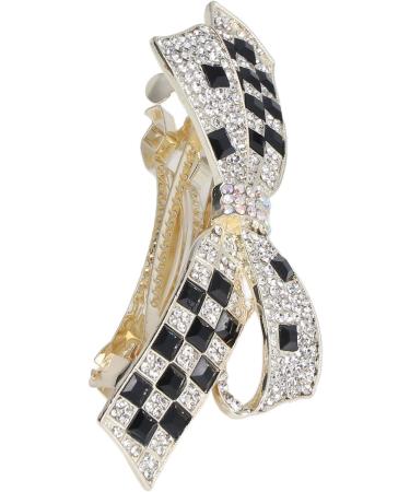 Shop Strass Hair Clips - Black & White Checkerboard Bowknot Ponytail Hairpins for Women & Girls - Stylish Hair Styling Tools - Buy Online on SooperMarket.com