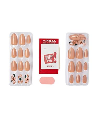 KISS imPRESS No Glue Mani Press-On Nails - As It Was Design Medium Almond Shape Neutral/Green - 30 Nails & Accessories Included Perfect for International Shipping - Buy Online on SooperMarket.com