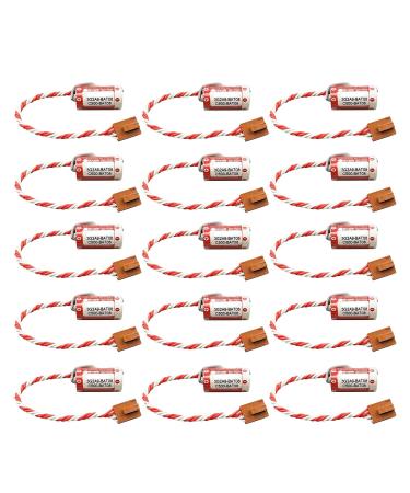 15 Pack ER17/33 2/3A 3.6V Battery for 3G2A9-BAT08 C500-BAT08 PLC Battery 1600mAh with Brown Plug