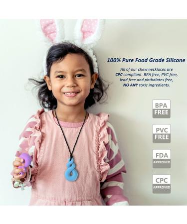 Chew Necklace for Boys and Girls - Silicone Chew Toys 4PCS Set | Teardrop Twist Pendants | Sensory for Autism & Special Needs | BPA Free - Buy Online on SooperMarket.com