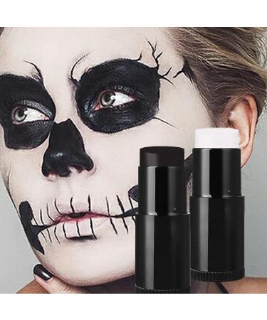 2Pcs White Black Face Body Paint Stick - Halloween Cosplay/Sports Makeup - Waterproof & Hypoallergenic - Buy Online on SooperMarket.com