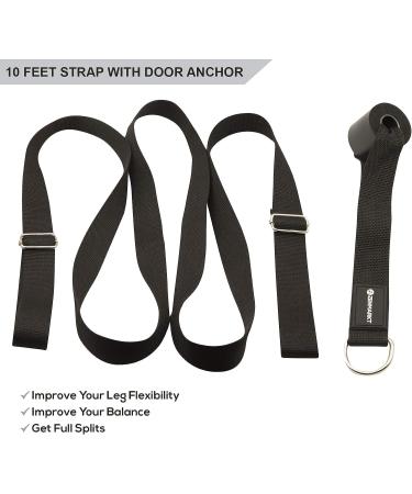 Stretch Strap with Door Anchor for Improved Leg Stretching - Perfect Home Equipment for Ballet, Dance, MMA, Yoga & Gymnastics - Includes Booklet & Box (Black) - Buy Online on SooperMarket.com
