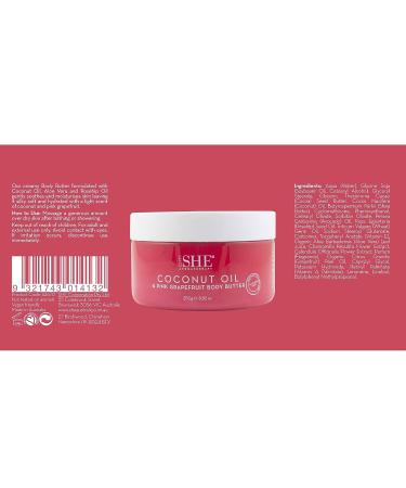 Om She Aromatherapy Coconut & Pink Grapefruit Body Butter - Nourishing skincare with coconut oil and refreshing pink grapefruit scent - Buy Online on SooperMarket.com