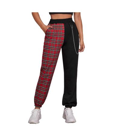 WILLBEST Sport Pants for Women Running Jogger Causal Athletic Workout Sweatpants Ladies Loose Fit Trouser Tracksuit Bottoms Activewear 5507-djufh-red#1 M