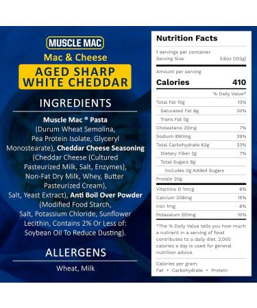 Muscle Mac High Protein Mac & Cheese Cups | 20g Protein Macaroni Made with Real Cheese | Microwaveable Cups GMO Free Dye & Colour Free | 3.6oz Cups Pack of 12 Cups (6 Cheddar & 6 Aged Sharp White Cheddar) Variety Pack of 12 Cups - Buy Online on SooperMarket.com