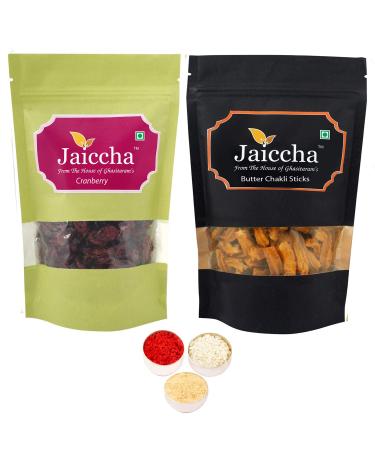 Jaiccha Ghasitaram Bhaidooj Gifts - Cranberry 100 GMS and Butter Chakli Sticks 100 GMS Pouch