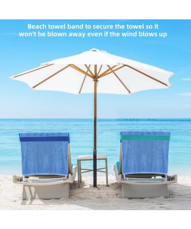 4 Pack Silicone Towel Bands for Beach, Pool, and Cruise Chairs - Blue/Turquoise - Buy Online on SooperMarket.com