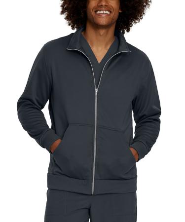 Urbane Performance Tailored Fit Strtch 2-Pkt Zip-Front Scrub Jacket for Men 9972 Graphite