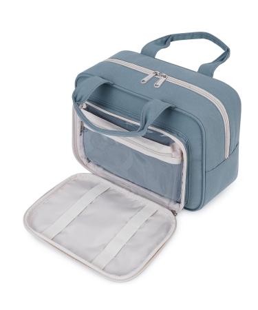 Full Size Toiletry Bag Large Makeup Bag Organizer Travel Cosmetic Bag for Women (Greyish Blue)