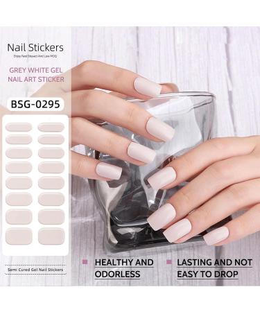 Beautfave Grey White Gel Nail Strips 16Pcs - Waterproof Adhesive Nail Wraps with File - UV/LED Lamp Required - Buy Online on SooperMarket.com