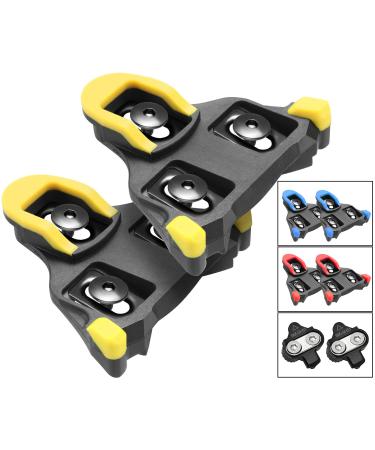 NAACOO SPD Road Bike Cleats for Shimano Speed-SL SM-SH10 SH11 SH12 Cleats- Indoor Outdoor Peleton Spin Cycling Pedals Cleat & Bicycle Clips Set Cleats-Yellow