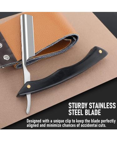 Stainless Steel Cut Throat Razor Kit with Leather Sharpener - Perfect Gift for Men - M&LD Straight Edge Razor Blades for Barber and Home Use - Buy Online on SooperMarket.com