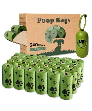 Dog Poo Bags - 540 Counts Biodegradable Poop Waste Bag Refill Rolls for Dogs include 1 Adjustable Dispenser | Scented 1 count (Pack of 540)