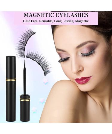 Magnetic Eyelashes and Eyeliner Kit - 12 Pairs Reusable Magnetic Lashes with Tweezers - 3D Natural Look False Eyelashes - Easy to Wear, No Glue Needed - Buy Online on SooperMarket.com