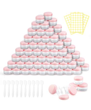 100 pieces of jaws 5ml empty can mini clear cremal trial transparent cremeglas cosmetic bottle container with screw cap rice set used for lip balm lotion pink-C 100 pieces