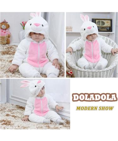 Doladola Baby Romper Onesie with Hood | Animal Theme | 6-12 Months | White Rabbit Design - Buy Online on SooperMarket.com