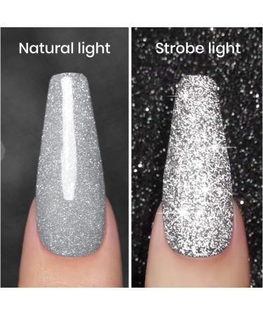 RARJSM Silver Glitter Gel Nail Polish Sparkle Nail Gel Varnish Requires Drying Under UV LED Lamp for Women Spring Summer Nail UV Beauty Art Design Salon DIY Home 1Piece 7.5ML - Buy Online on SooperMarket.com