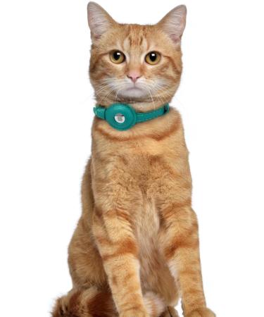 Oopsdoggy Leather Airtag Cat Collar with Bell | Durable GPS Pet Collar for Cats & Small Dogs | Light & Stylish Design (Aquamarine) - Buy Online on SooperMarket.com