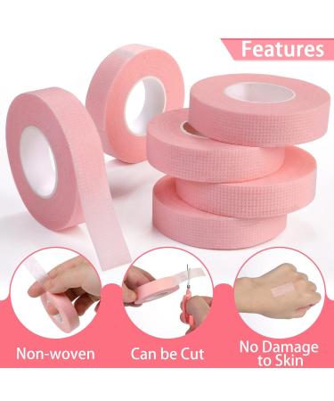 Vaktop Lash Tape Set - 6 Rolls with Tweezers & Scissors for Eyelash Extensions | Breathable & Stylish Pink Lash Tape (0.5 inch x 10 Yards) - Buy Online on SooperMarket.com