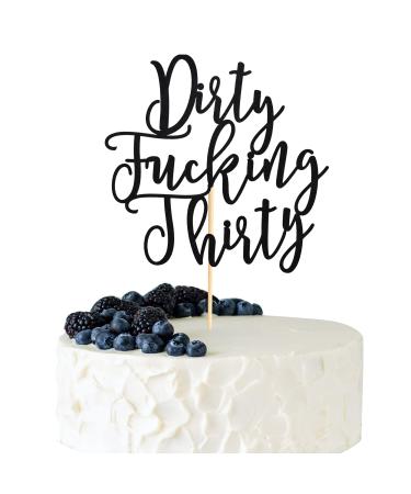 Arthsdite Dirty Thirty Cake Topper - 30th Birthday Cake Topper Dirty Thirty Birthday Cake Decorations Happy 30th Birthday Party Decorations Supplies (30th Birthday Cake Topper) - Black Glitter