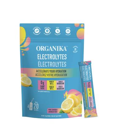 Organika Electrolytes Powder- Pink Lemonade Sachets- On the Go Hydration and Electrolyte Replenishment 3.5g x 20ct Pink Lemonade 20 Servings (Pack of 1)