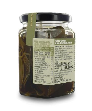 La Nicchia Pantelleria Caper Leaves in Extra Virgin Olive Oil 220g - Authentic Italian Delicacy for Global Shipping - Buy Online on SooperMarket.com
