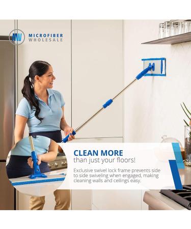 Professional Microfiber Mop for Hardwood, Laminate, Tile, Vinyl Floors | Washable Pads | Adjustable Handle + 1 Microfiber Cloth - Buy Online on SooperMarket.com