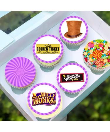 Pre-Cut Wonka 1B Edible Stand up Wafer Paper Cupcake Toppers Cake Decorations Birthday Party Willy Wonka (24)