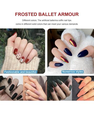 Dajidafu 1 Set Nails for Women Frosted Long Artificial Matte Fingernails Decals Wraps Full Cover Ballerina Gifts Manicure Kit Type 21 - Buy Online on SooperMarket.com