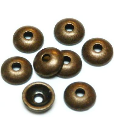 Heather's cf Tiny Bead Caps Findings (Fit 8mm 10mm Round Beads Cap) for Jewelry Making Smooth copper