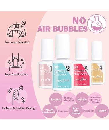 Jelly Nude Acrylic Dipping Powder System Essentials KitLiquid Glue Set Steps 1-4 Base Coat Activator Top Brush Saver Long Lasting and No Nail Lamp Needed for French Nails - Buy Online on SooperMarket.com
